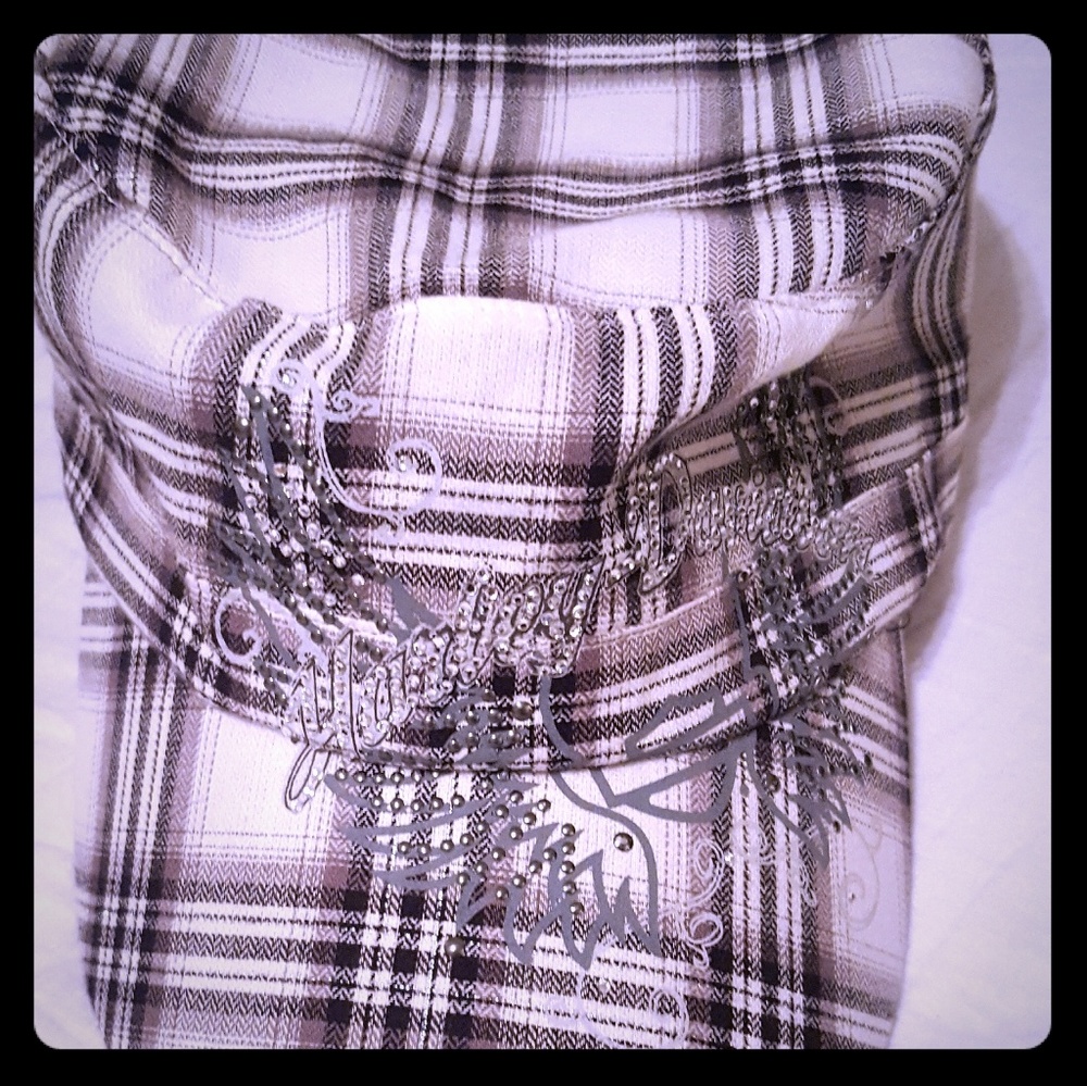 Harley-Davidson Womens Plaid Rhinestone Flat Top